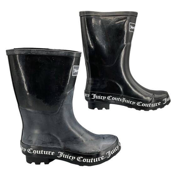 NEW Juicy Couture Women’s Totally Logo Rainboots Black Size 6 - Picture 1 of 10